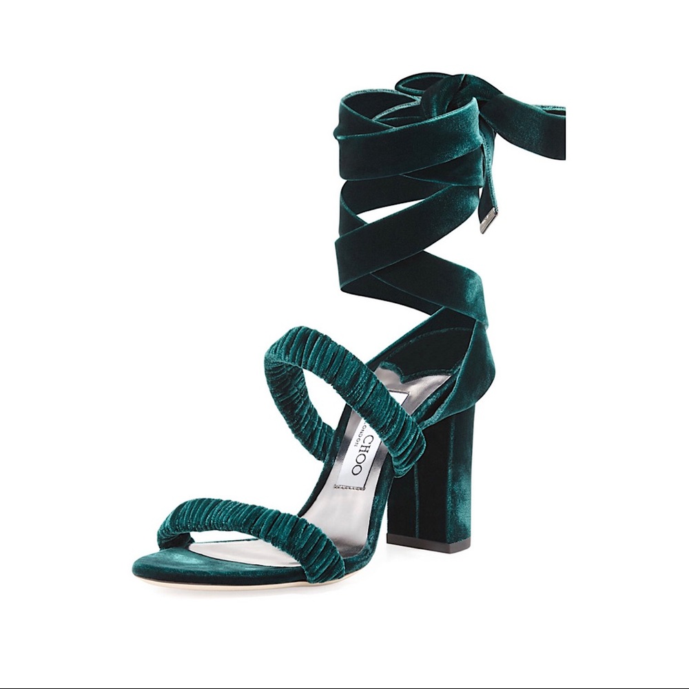 Jimmy Choo Marcella Velvet Ankle-Wrap Sandal